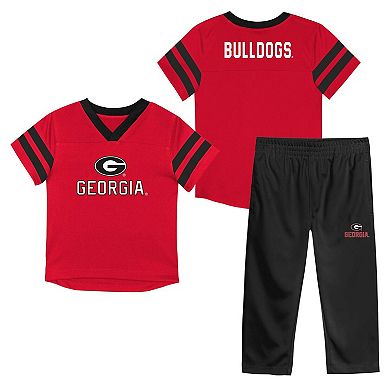 Infant Outerstuff Red/Black Georgia Bulldogs Team Logo Red Zone Top and Pant Set