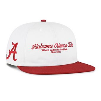 Men's '47 White/Crimson Alabama Crimson Tide Script Stack Relaxed Captain Snapback