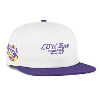 Men's '47 White/Purple LSU Tigers Script Stack Relaxed Captain Snapback