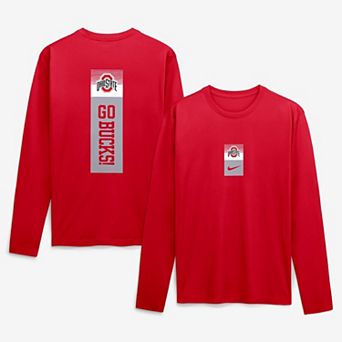 Men's Nike Scarlet Ohio State Buckeyes Double Stack Legend Dri-FIT Long Sleeve T-Shirt