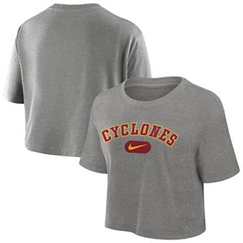 Women's Nike Heather Gray Iowa State Cyclones Dri-FIT Cropped T-Shirt