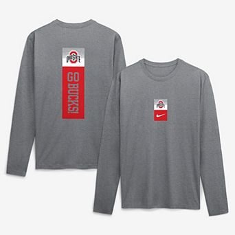 Men's Nike Heather Gray Ohio State Buckeyes Double Stack Legend Dri-FIT Long Sleeve T-Shirt