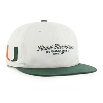 Men's '47 White/Green Miami Hurricanes Script Stack Relaxed Captain Snapback