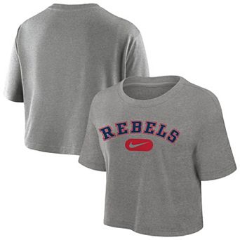Women's Nike Heather Gray Ole Miss Rebels Dri-FIT Cropped T-Shirt