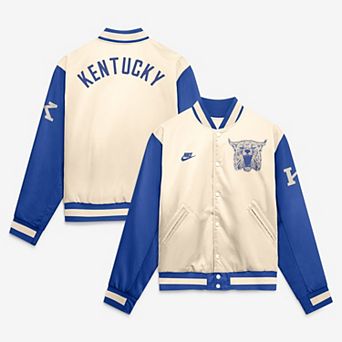 Men's Nike Natural/Royal Kentucky Wildcats Legacy Full-Snap Bomber Jacket