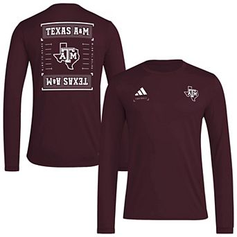 Men's adidas Maroon Texas A&M Aggies Locker Football Icon AEROREADY Pre-Game Long Sleeve T-Shirt