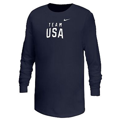Youth Nike Navy Team USA Core Long Sleeve T-Shirt