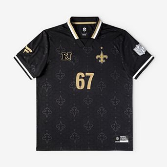 Youth Fanatics Black New Orleans Saints Football x Football Collared Fan Top