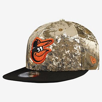 Men's New Era Camo Baltimore Orioles Realtree Orange Pop 9FIFTY Snapback Hat