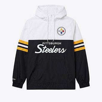 Men's Mitchell & Ness Black Pittsburgh Steelers Head Coach Anorak Quarter-Zip Windbreaker Jacket