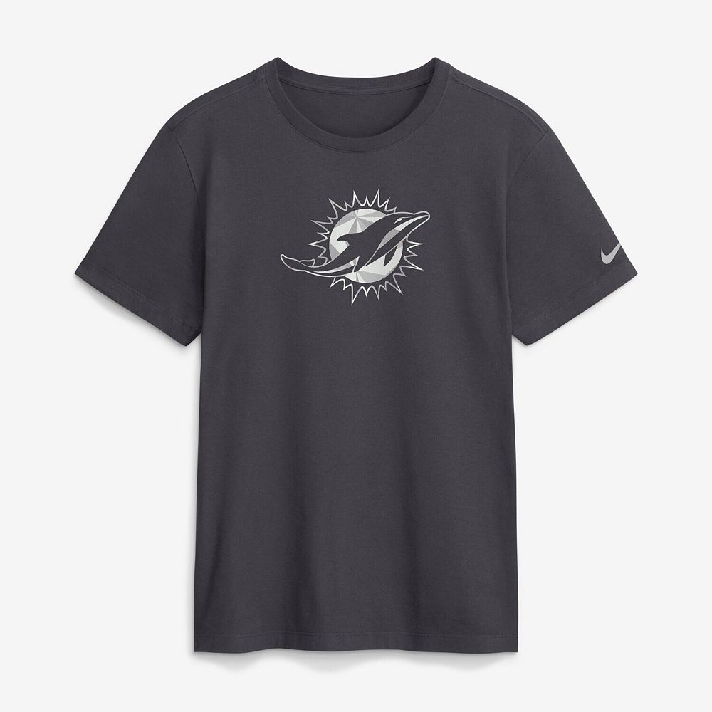 Men's Nike Anthracite Miami Dolphins Fractal Logo T-Shirt