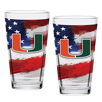 Miami Hurricanes Two-Pack 16oz. Americana Pint Glass Set