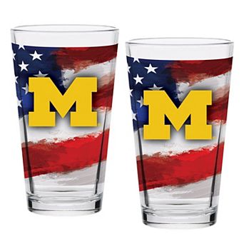 Michigan Wolverines Two-Pack 16oz. Americana Pint Glass Set