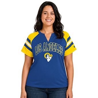 Women's Starter Royal Los Angeles Rams Plus Size Game On Notch Neck Raglan T-Shirt