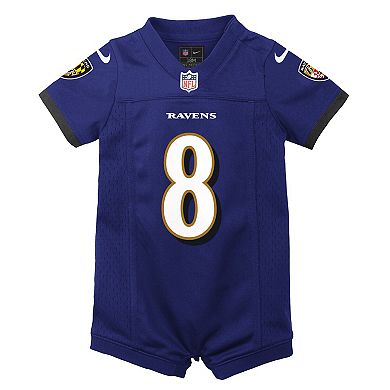 Infant Nike Lamar Jackson Purple Baltimore Ravens Romper Jersey