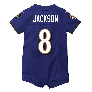 Infant Nike Lamar Jackson Purple Baltimore Ravens Romper Jersey