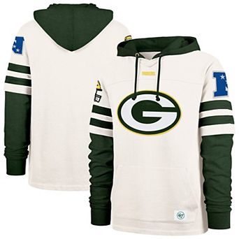 Men's '47 Cream Green Bay Packers Split Zone Cornerback Duo Lacer Hoodie