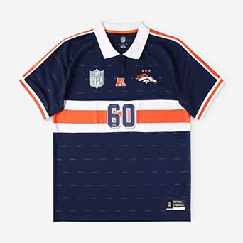 Youth Fanatics Navy Denver Broncos Football x Football Collared Fan Top