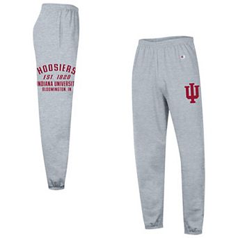 Men's Champion Heather Gray Indiana Hoosiers Powerblend Banded Fleece Sweatpants