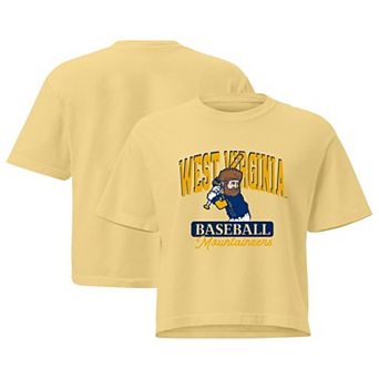 Women's Cream West Virginia Mountaineers Comfort Colors Baseball Mascot Cropped T-Shirt