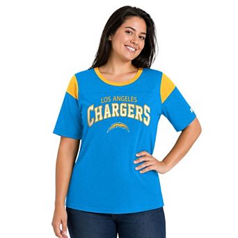 Women's Starter Powder Blue Los Angeles Chargers Plus Size Linebacker T-Shirt