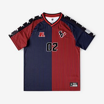 Youth Fanatics Navy/Red Houston Texans Football x Football V-Neck Fan Top