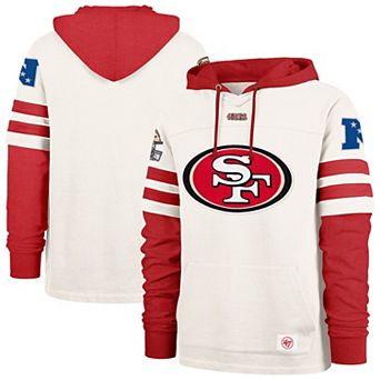 Men's '47 Cream San Francisco 49ers Split Zone Cornerback Duo Lacer Hoodie