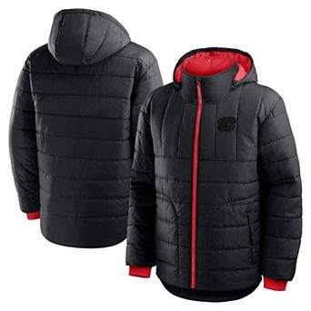 Men's Fanatics Black Calgary Flames Oversized Full-Zip Hooded Jacket