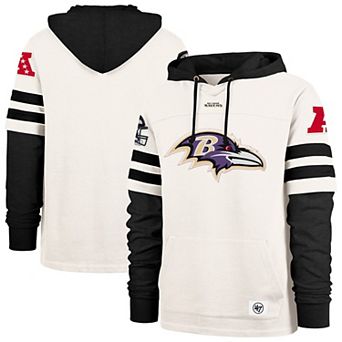 Men's '47 Cream Baltimore Ravens Split Zone Cornerback Duo Lacer Hoodie