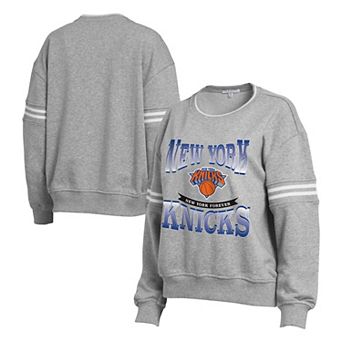 Women's WEAR by Erin Andrews Gray New York Knicks Crest Crew Sweatshirt