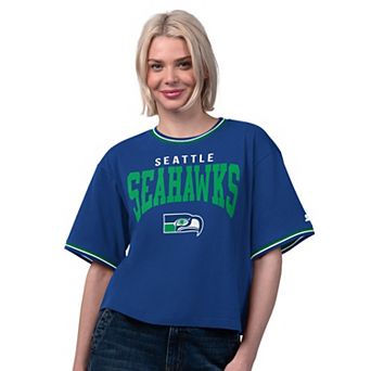 Women's Starter Royal Seattle Seahawks Vintage Ace Cropped T-Shirt