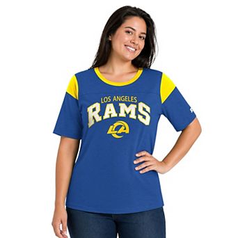 Women's Starter Royal Los Angeles Rams Plus Size Linebacker Slub T-Shirt