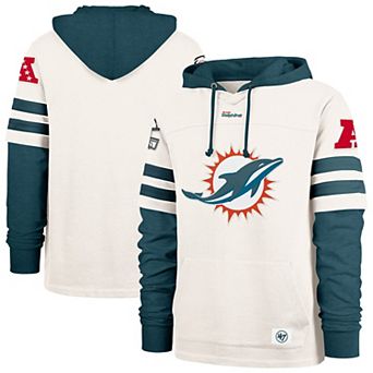 Men's '47 Cream Miami Dolphins Split Zone Cornerback Duo Lacer Hoodie