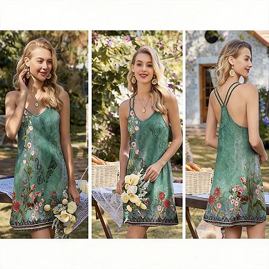 2 Pack Women Nightgown Racerback Sleeveless Sleep Dress