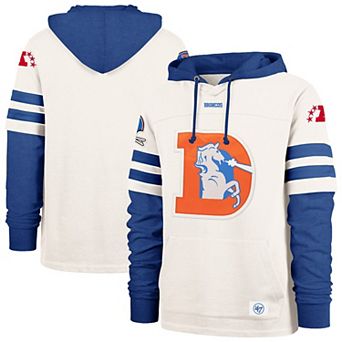 Men's '47 Cream Denver Broncos Split Zone Cornerback Duo Lacer Hoodie