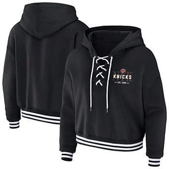 Women's WEAR by Erin Andrews Black New York Knicks Lace Up Hoodie