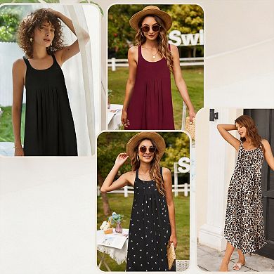 Women's Sleeveless Long Nightgown Soft Slip Lounge Dress