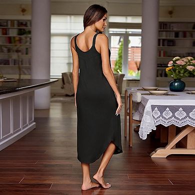 Women's Sleeveless Long Nightgown Soft Slip Lounge Dress