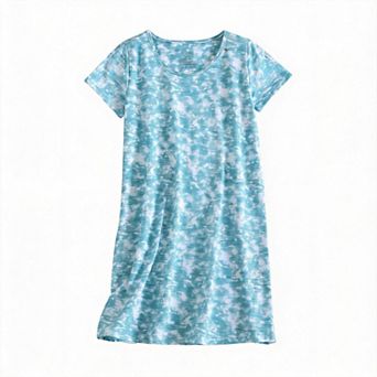 Women Nightgown Short Sleeve Casual Print Sleepdress