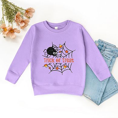 Trick or Treat Spiderweb Glitter - Toddler Graphic Sweatshirt