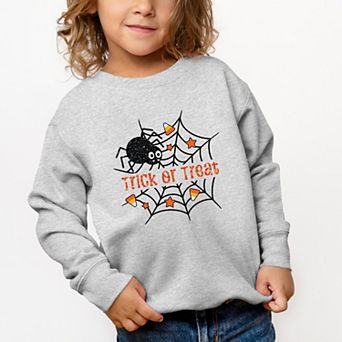 Trick or Treat Spiderweb Glitter - Toddler Graphic Sweatshirt