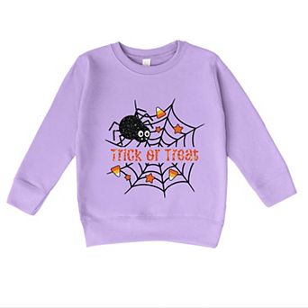 Trick or Treat Spiderweb Glitter - Toddler Graphic Sweatshirt
