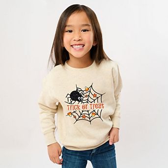 Trick or Treat Spiderweb Glitter - Youth Graphic Sweatshirt