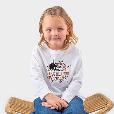 Trick or Treat Spiderweb Glitter - Toddler Long Sleeve Graphic Tee
