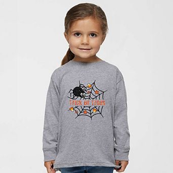 Trick or Treat Spiderweb Glitter - Toddler Long Sleeve Graphic Tee