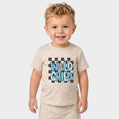 Wild Child Retro - Toddler Crew Shorts Set