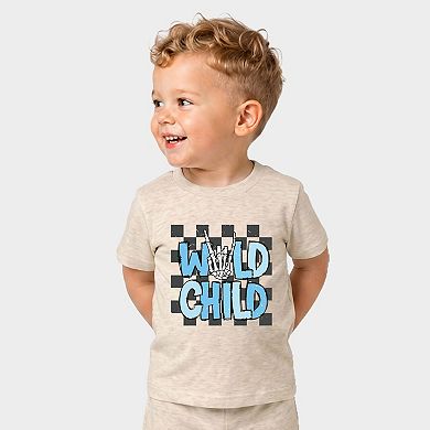 Wild Child Retro - Toddler Crew Shorts Set