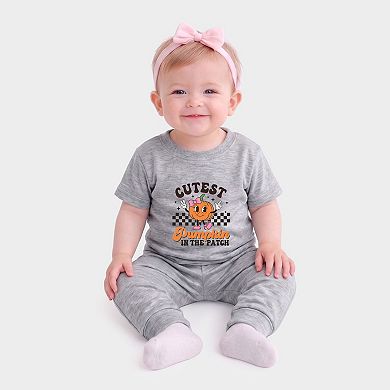 Cutest Pumpkin Checkered - Infant Jogger Pant Crew Set