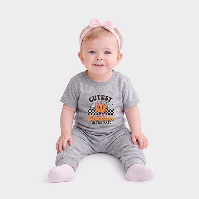 Cutest Pumpkin Checkered - Infant Jogger Pant Crew Set