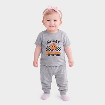 Cutest Pumpkin Checkered - Infant Jogger Pant Crew Set